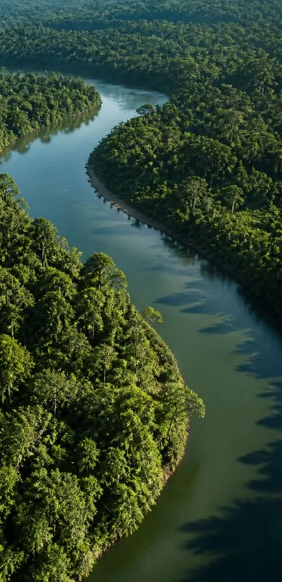 Vista aérea de un río que atraviesa un bosque tropical